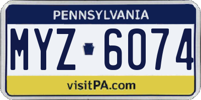 PA license plate MYZ6074