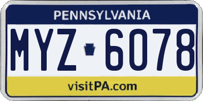 PA license plate MYZ6078