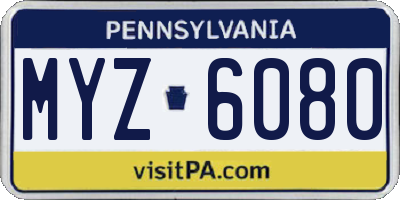 PA license plate MYZ6080