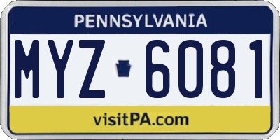 PA license plate MYZ6081