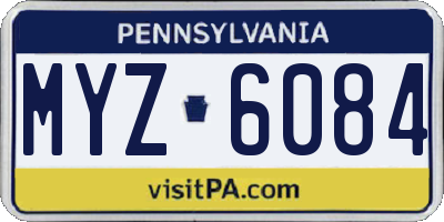 PA license plate MYZ6084