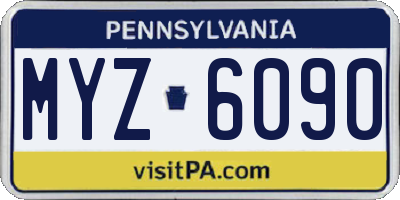 PA license plate MYZ6090