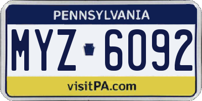 PA license plate MYZ6092