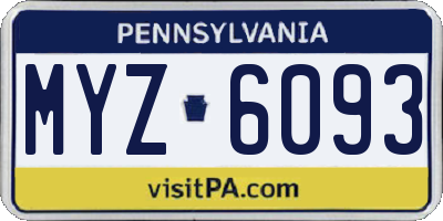 PA license plate MYZ6093