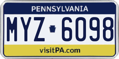 PA license plate MYZ6098