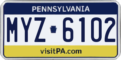 PA license plate MYZ6102