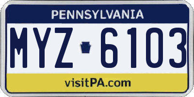 PA license plate MYZ6103