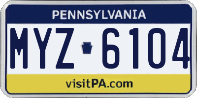 PA license plate MYZ6104