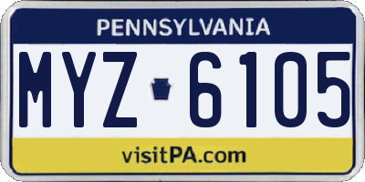 PA license plate MYZ6105