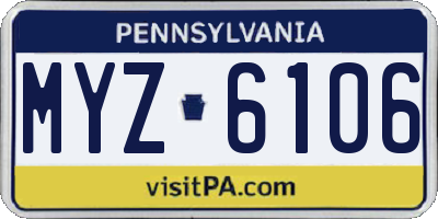 PA license plate MYZ6106