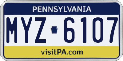 PA license plate MYZ6107