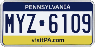 PA license plate MYZ6109