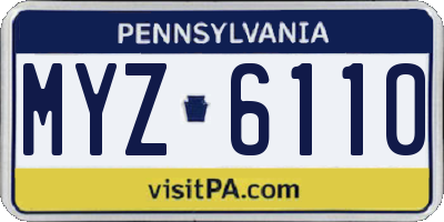 PA license plate MYZ6110