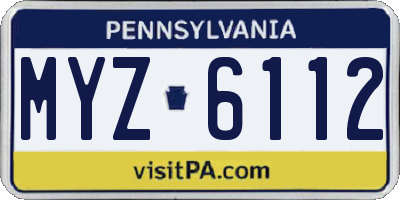 PA license plate MYZ6112