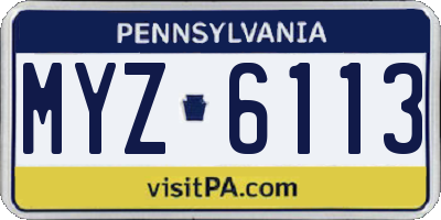 PA license plate MYZ6113