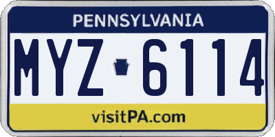 PA license plate MYZ6114