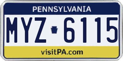 PA license plate MYZ6115
