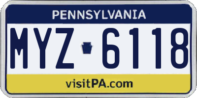 PA license plate MYZ6118