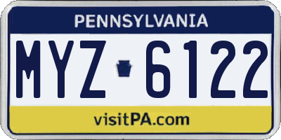 PA license plate MYZ6122