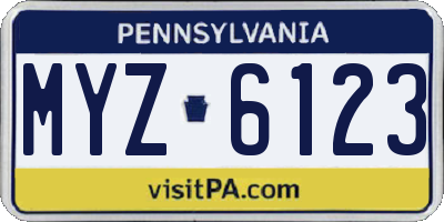 PA license plate MYZ6123