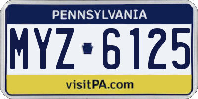 PA license plate MYZ6125