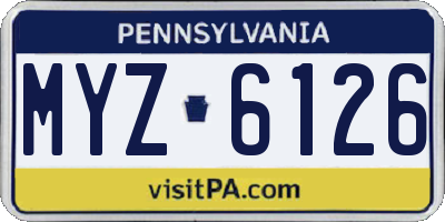 PA license plate MYZ6126