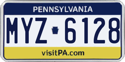 PA license plate MYZ6128