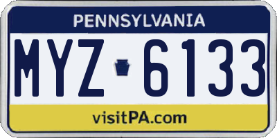 PA license plate MYZ6133