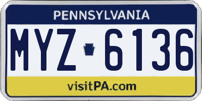 PA license plate MYZ6136