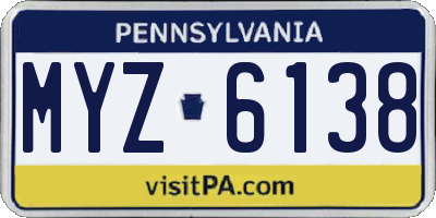 PA license plate MYZ6138