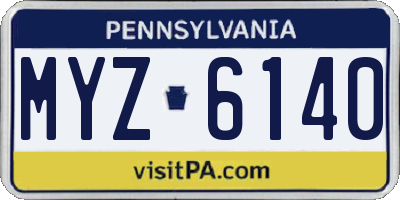 PA license plate MYZ6140