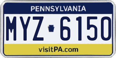 PA license plate MYZ6150