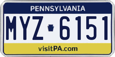 PA license plate MYZ6151