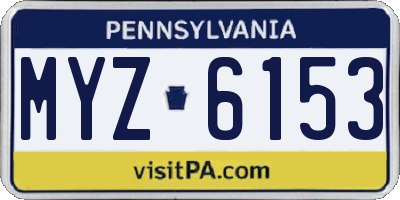 PA license plate MYZ6153