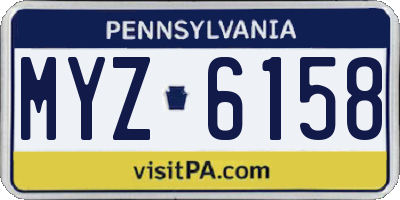 PA license plate MYZ6158