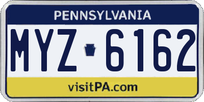 PA license plate MYZ6162