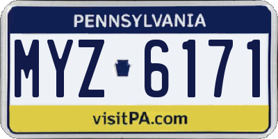 PA license plate MYZ6171