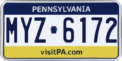 PA license plate MYZ6172