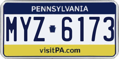 PA license plate MYZ6173
