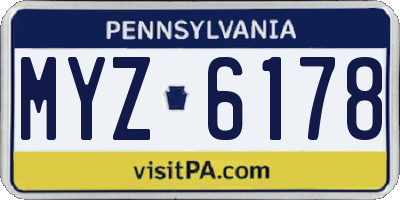 PA license plate MYZ6178