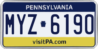 PA license plate MYZ6190
