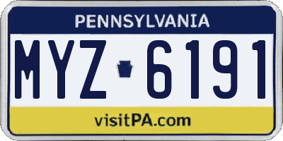 PA license plate MYZ6191