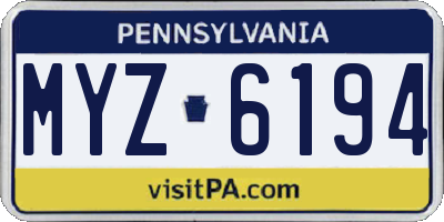 PA license plate MYZ6194