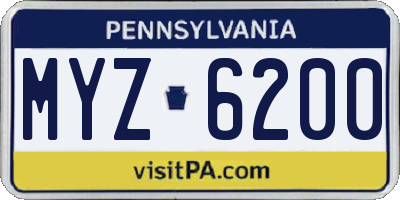 PA license plate MYZ6200