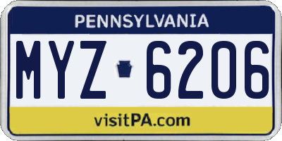 PA license plate MYZ6206