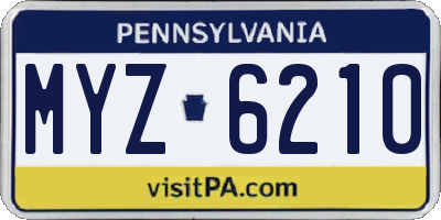 PA license plate MYZ6210