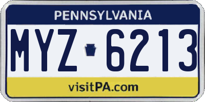 PA license plate MYZ6213