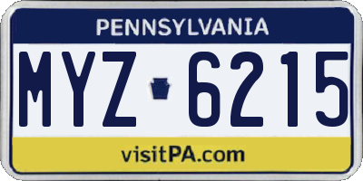 PA license plate MYZ6215