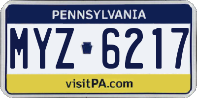 PA license plate MYZ6217