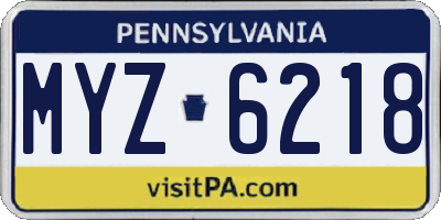 PA license plate MYZ6218